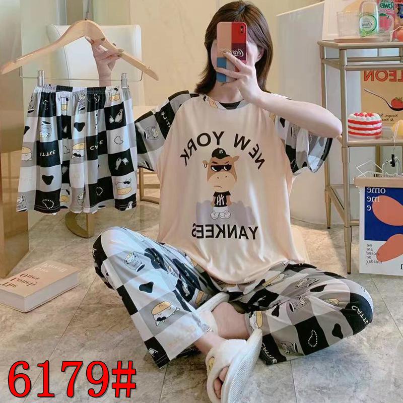 AJW Shop Piyama 3 in 1 | Piyama Lengan Pendek | Baju Tidur Impor | Baju Tidur 3in1-New York Yankess