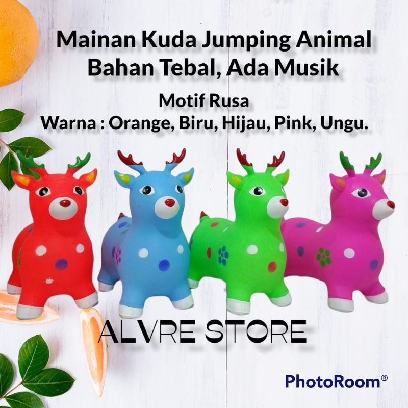 Mainan Anak Kuda-Kudaan Karet Lucu Tebal - Jumping musik mainan anak motif kuda dan rusa