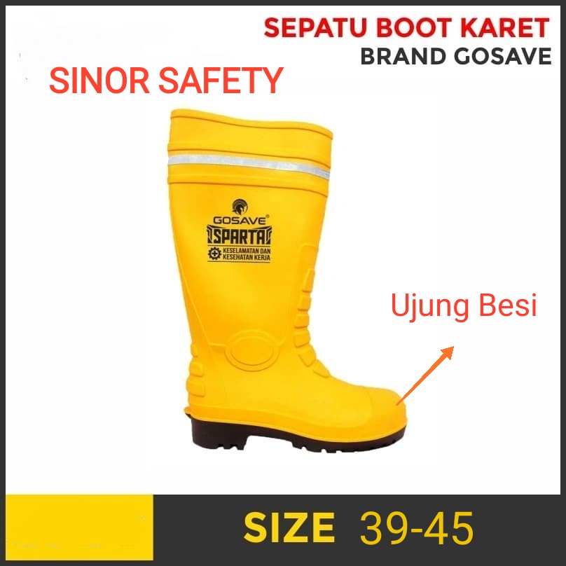 Sepatu Boot Rubber Safety GOSAVE SPARTA Karet Ujung Besi Steel Toe