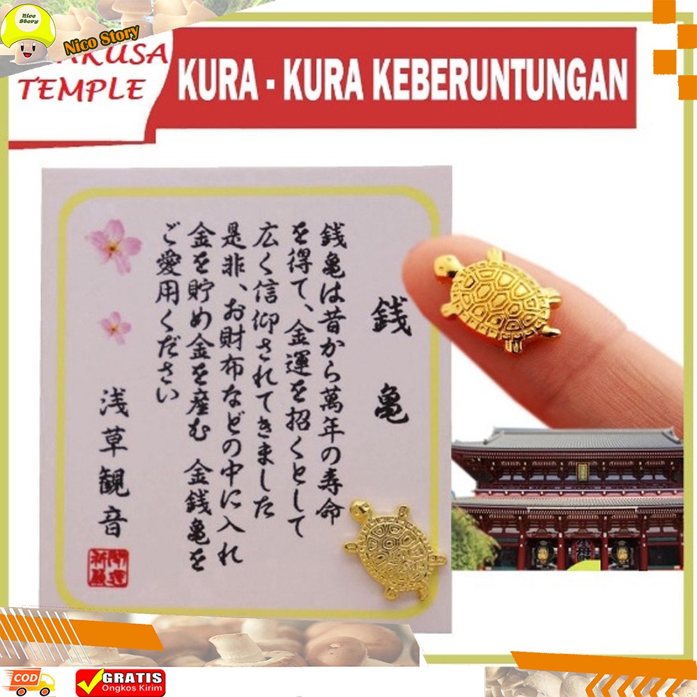 (NCS) Kura Kura Pembawa Keberuntungan ASAKUSA Temple Aksesoris Penyu Emas Uang Jepang Souvenir