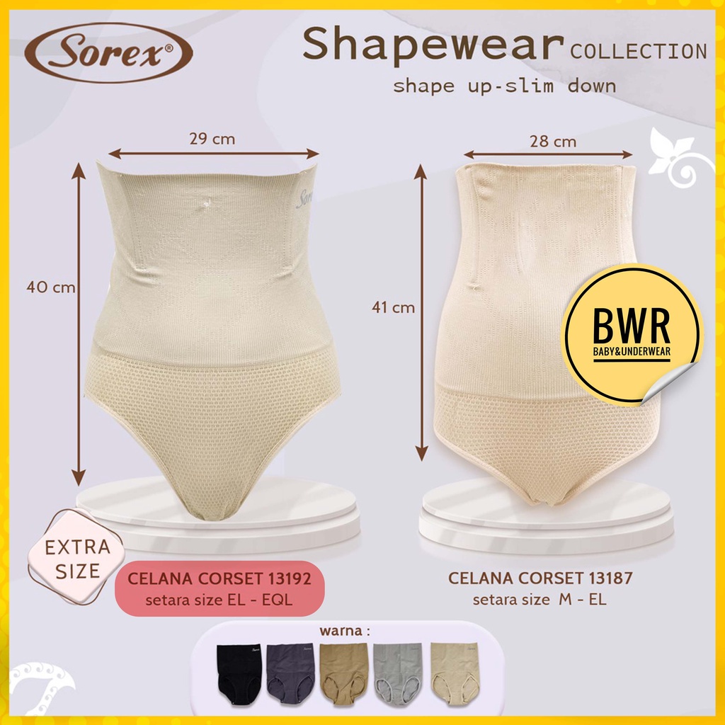 CELANA KORSET SOREX 13187 13189 13192 13193 / Stagen Celana Pelangsing Perut Shapewear Slimming Corset - Bwr