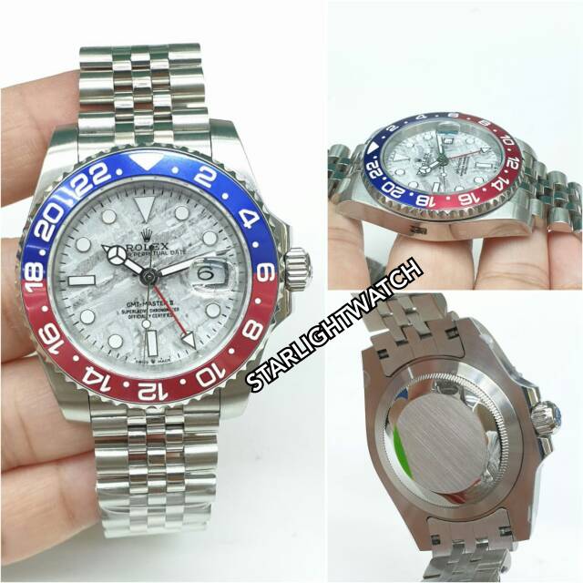 JAM TANGAN PRIA ROLEX GMT MESIN SWISS AUTOMATIC ORIGINAL