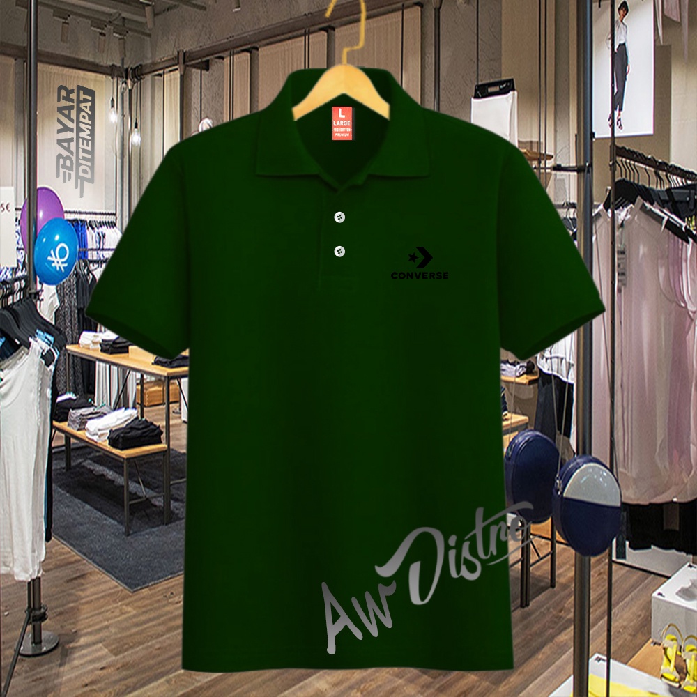 COD Baju Distro Polo Kerah Converce Logo Black Premium Quality Atasan Pria Wanita Promo Termurah