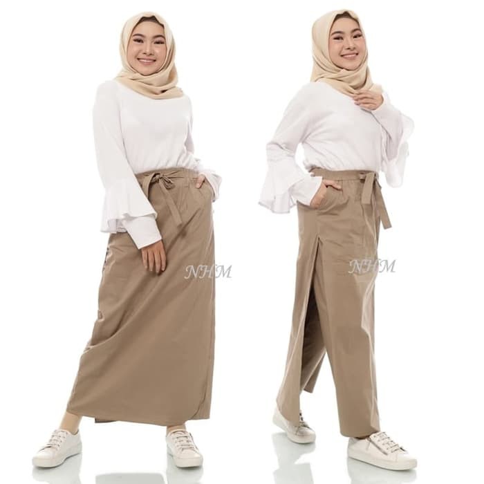 | TURUN HARGA | ROK CELANA Katun Streetch Celana Kulot Panjang - Hitam  J9T6