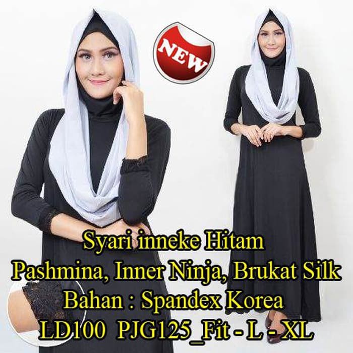 Gamis Katun kotak deanara M L (Jumbo) Ekstra JUMBO LD 120 cm hitam coklat pin