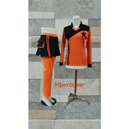 Pakaian Seragam Olahraga Wanita  Senam aerobik gym zumba oren hitam