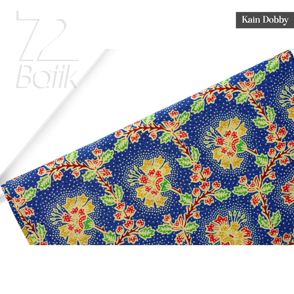 KAIN BATIK PREMIUM Bahan Dobby Motif Kembang Nitik Warna Biru Tua 722065 Cap 72 Jarik Jarit Samping Kebat Panjang Batik Katun Modern Premium Bahan Seragam Batik Pernikahan Kantor Keluarga Murah Kamen Jadi Batik Bali Lembaran