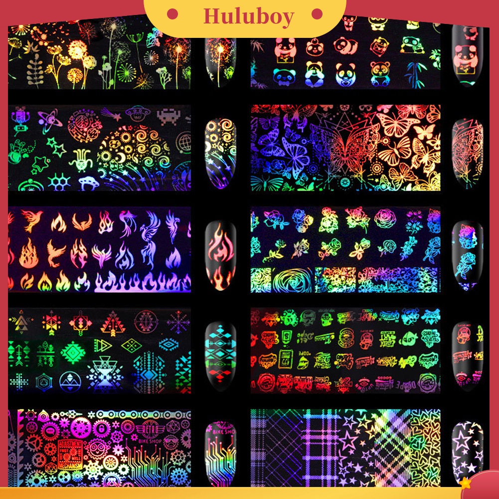 Huluboy Huluboy♡ Stiker Nail Art Desain Starry Sky Flame Untuk Dekorasi Manicure