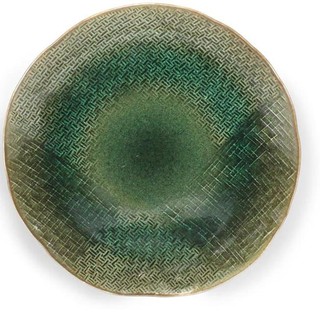 FC8 Artisan Ceramic Green Crackle Dinner Plate Piring  