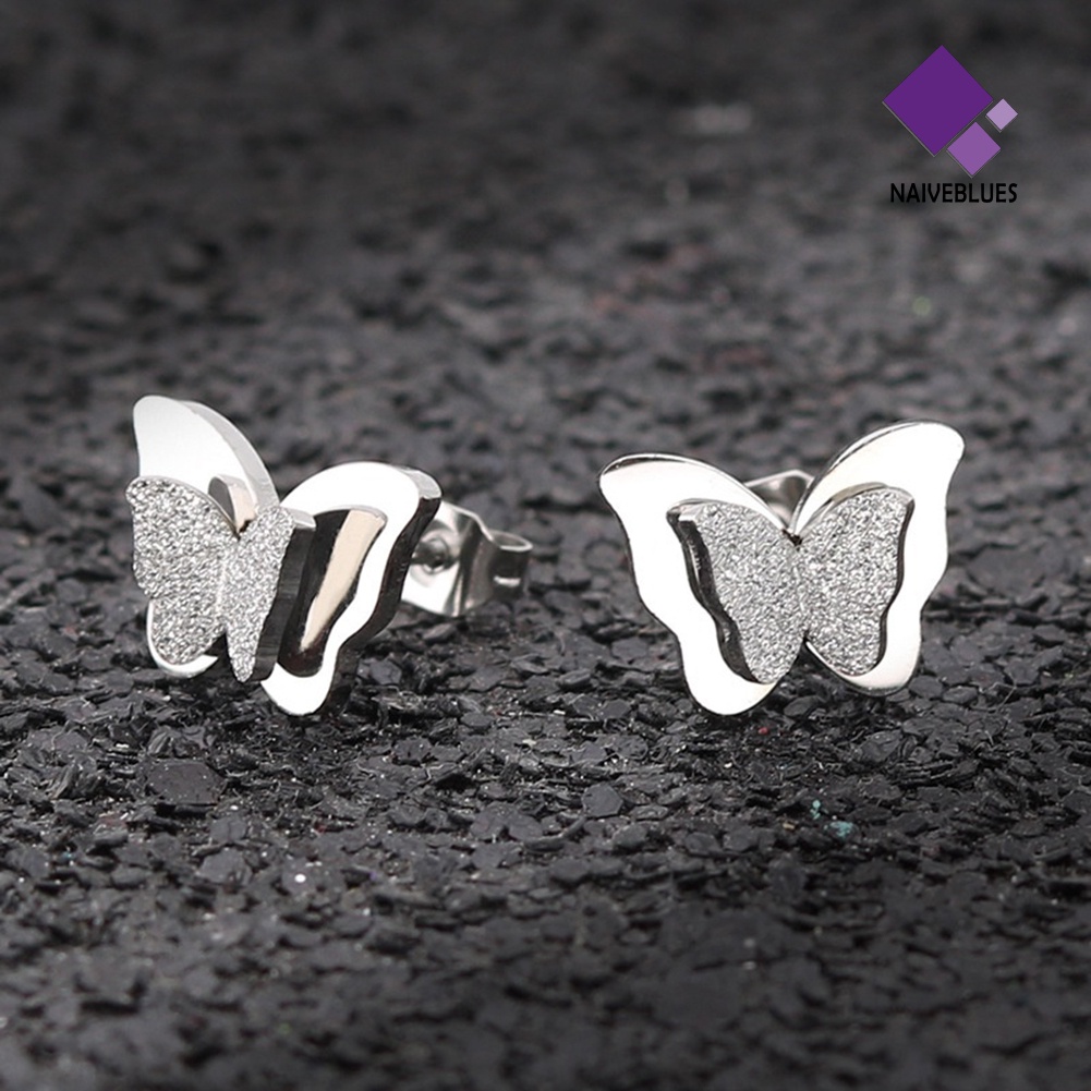 Anting Stud Bentuk Kupu-Kupu Untuk Wanita