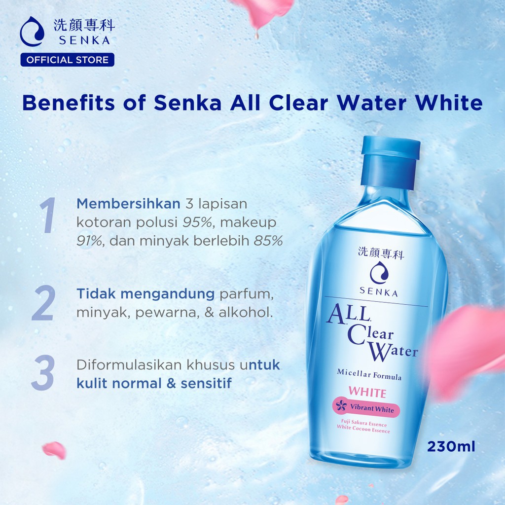 [GROSIR]SENKA All Clear Water White - Vibrant White / Anti Shine ( Micellar Water , Make Up Remover)