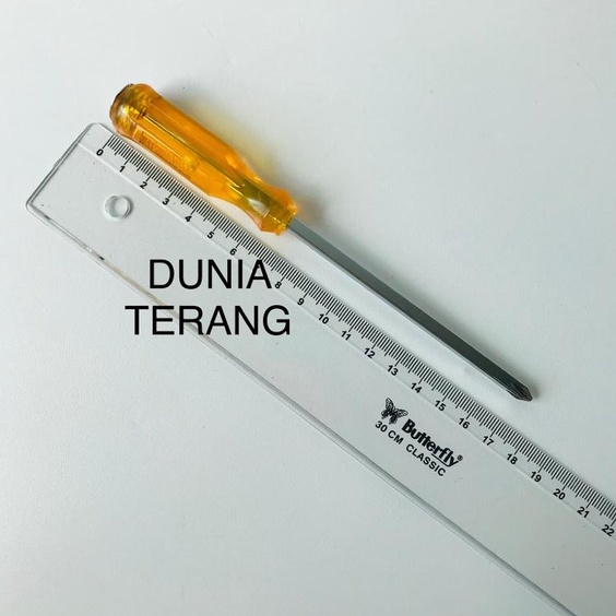 ATS Obeng Gagang Plastik Magnet 4'' 4in 4inch (+) (-) - Obeng Tembus gg Plastik Kuning - Obeng Ketok ATS Panjang Pendek Plus Minus - Go Trough Screwdriver - ATS 6x100mm