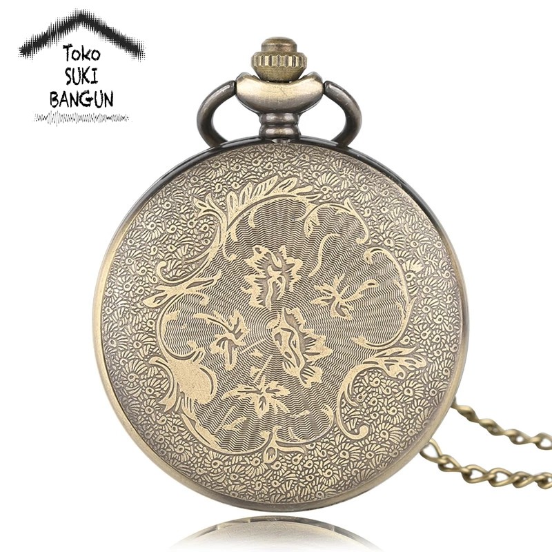 PW 001-004 BIG Pocket Watch Bronze Metal Pendant Chain Kalung Jam Saku