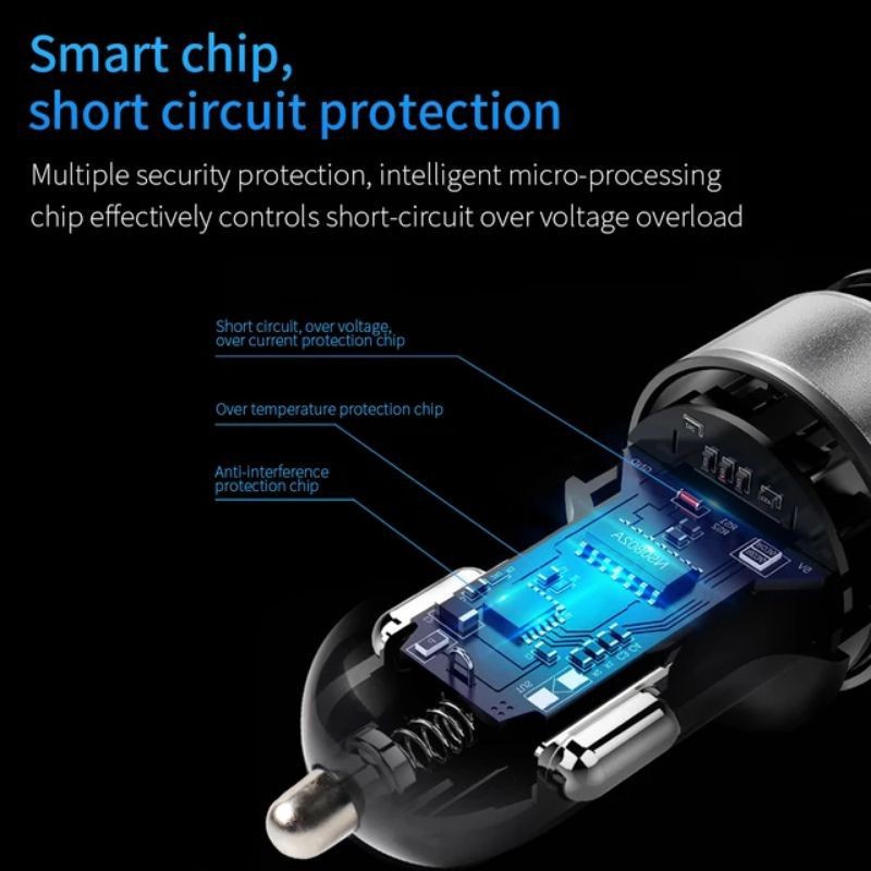 Car Charger Colokan Charger Mobil 2 Ports 3.1A 12V-24V Output
