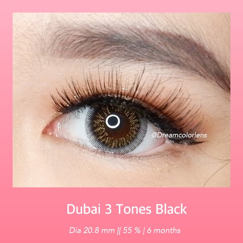 Softlens Dubai 3 Tones Black / Hitam Normal Minus Beda Minus