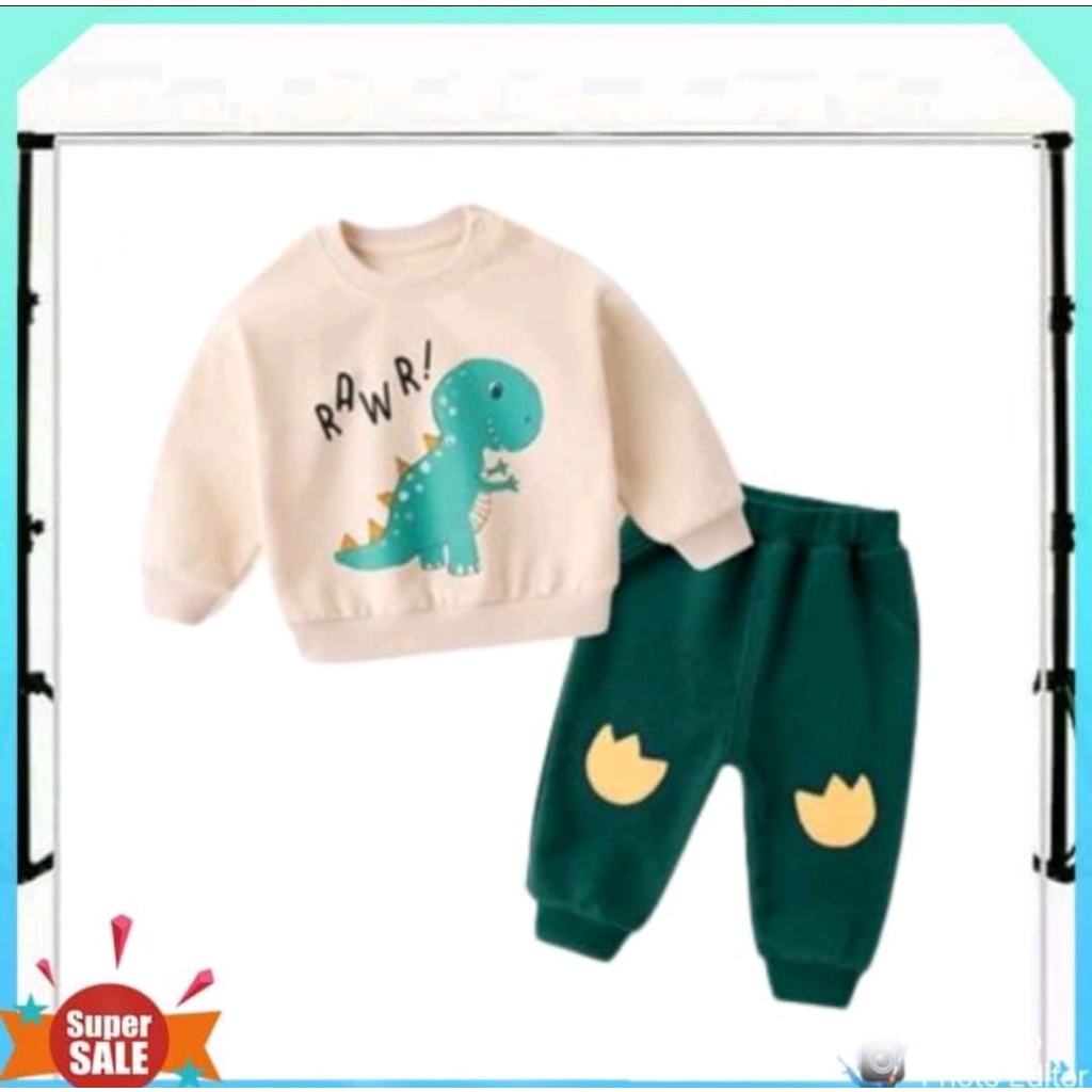 Baju setelan anak laki laki umur 1-5 Tahun Set sweater anak laki laki dinosaurus