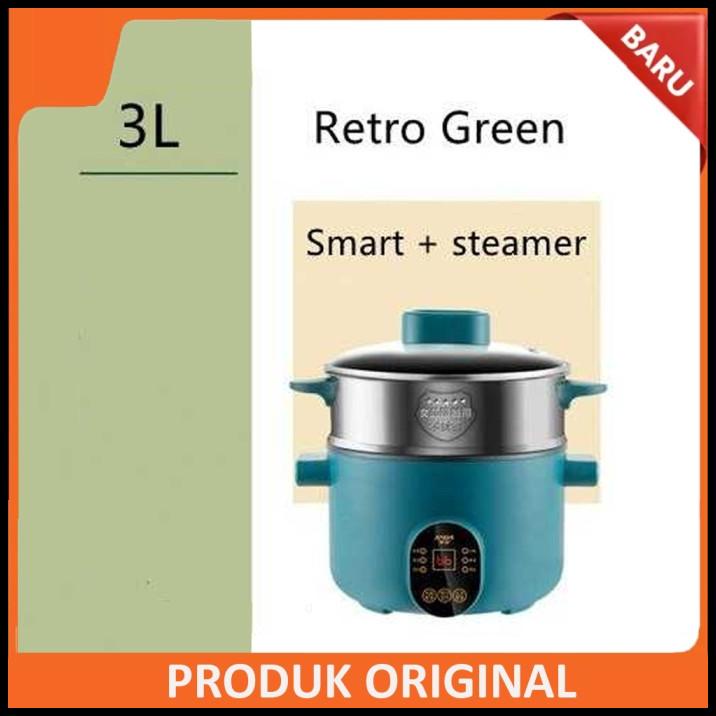 Jiashi Smart Rice Cooker Mini Cooker 3L 600W With Steamer - Hijau