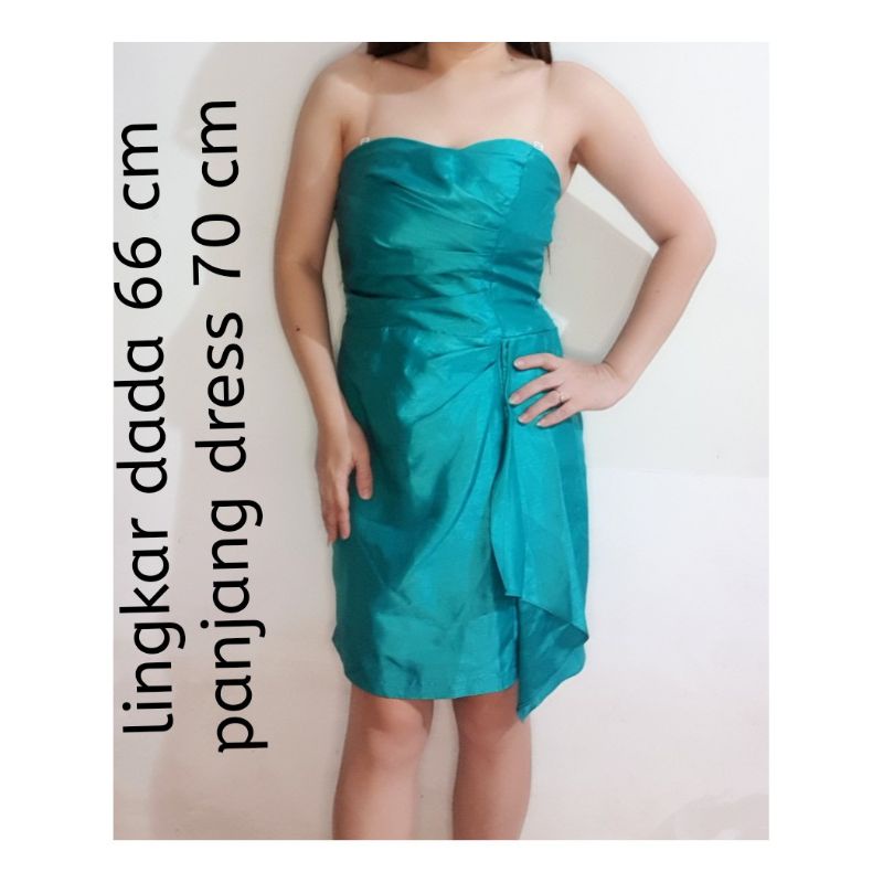 Gaun pesta dress pesta wanita hijau preloved
