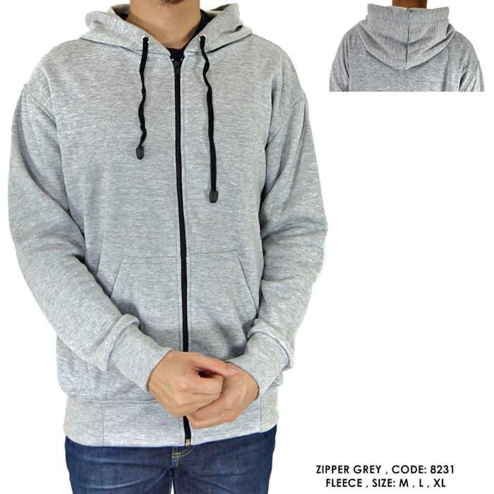 JAKET POLOS HOODIE ZIPPER RESLETING ABU GREY POLOS COWOK PRIA