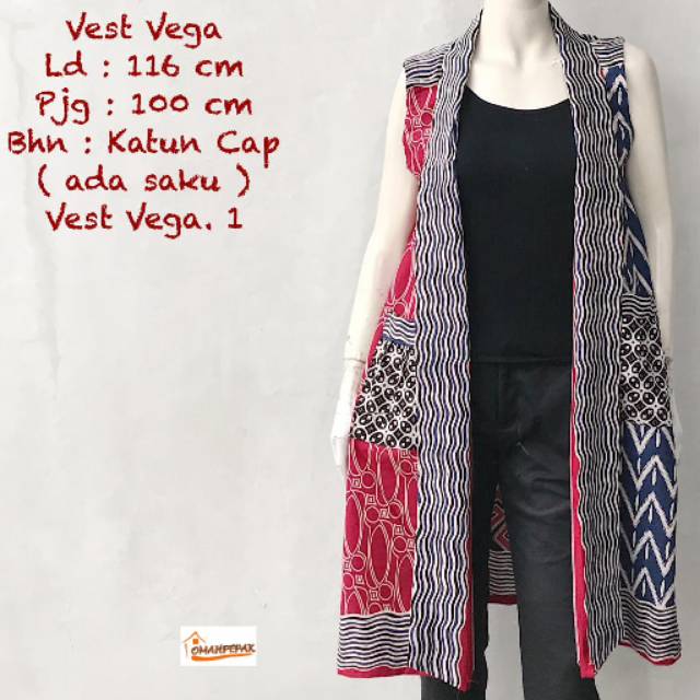 VEST BATIK OUTER BATIK VEST BATIK CAP OUTER TANPA LENGAN