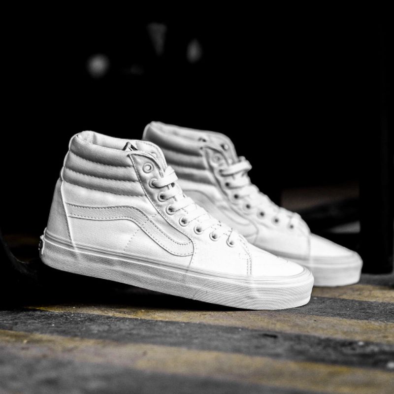 white leather vans hi tops