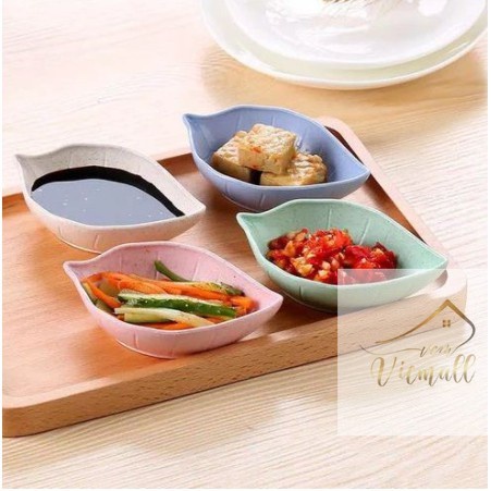 (VCM) Mangkok Saus Sambal Motif Daun Warna vicmall