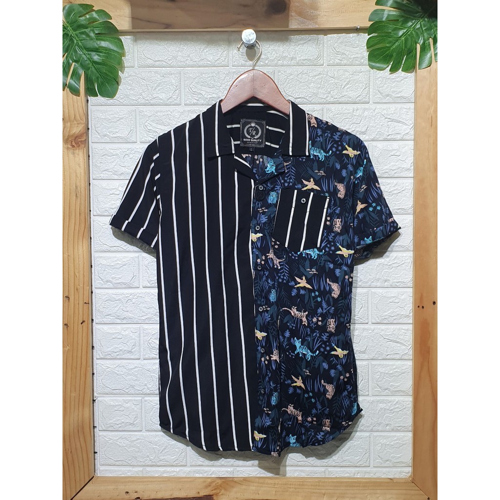 Kemeja Pendek Floral / Stripe size M.L.XL