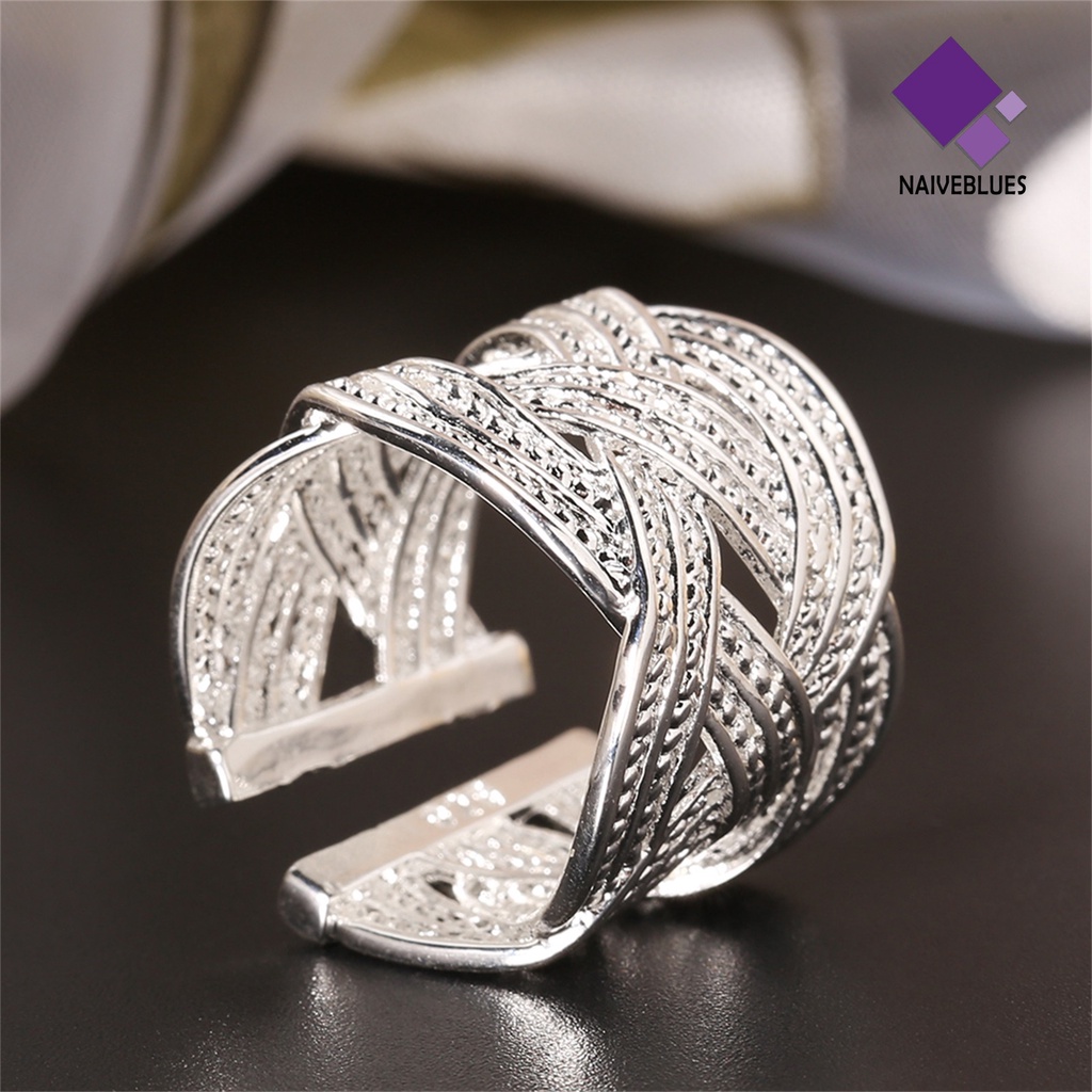 Cincin Model Terbuka Bahan 925 Silver Plated Untuk Wanita