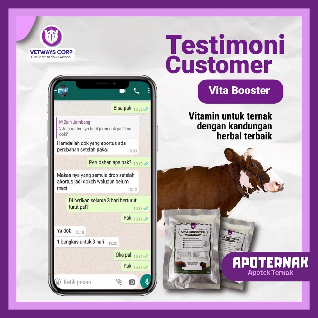 VITA BOOSTER | Multivitamin Penambah Nafsu Makan dan Mempercepat Penyembuhan Penyakit Pada Sapi Kambing Domba | Apoternak