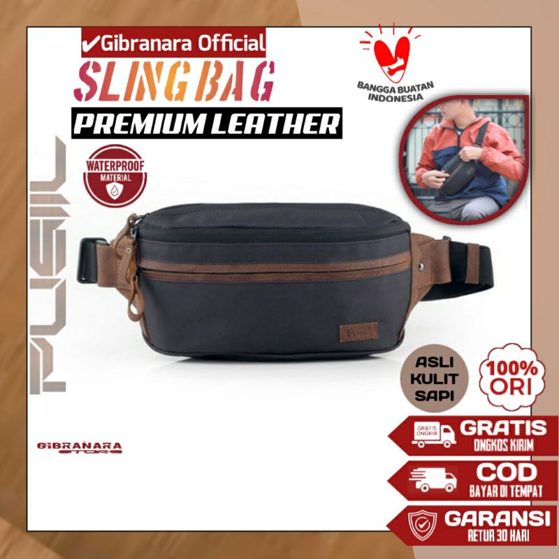 Tas Pinggang Pria Kulit Sapi Asli Waterproof Original HP Olahraga Wanita Anak Cowok Lari Mini Kecil