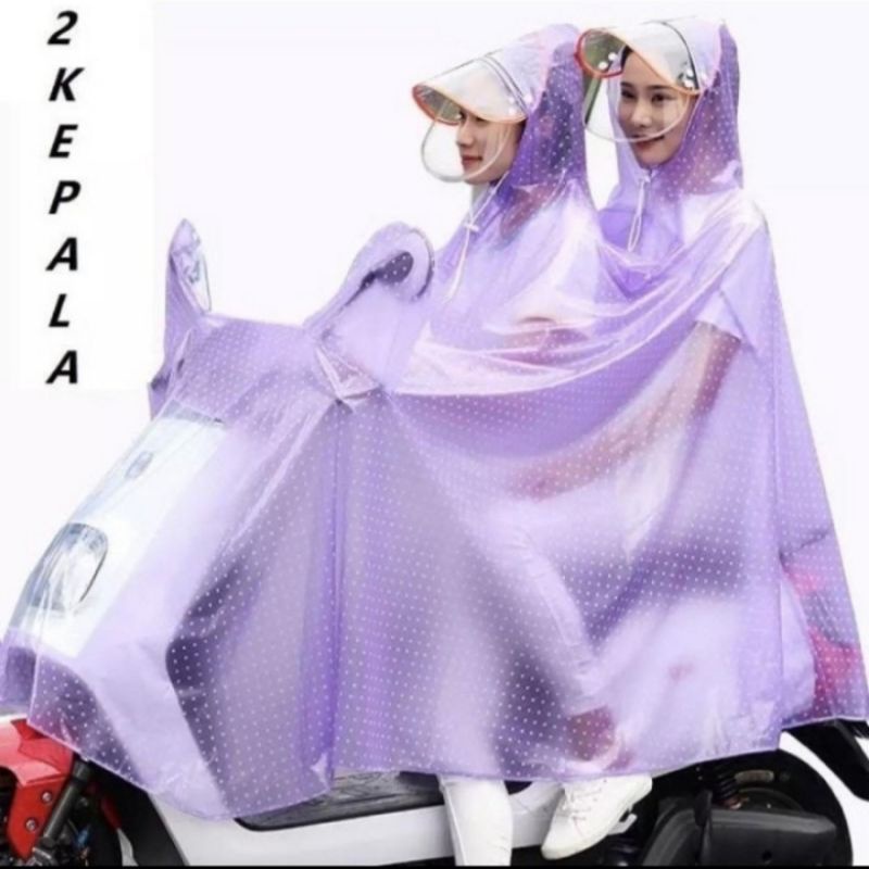 Mantel Jas Hujan Dua Kepala Dewasa Full Body Original Jas Hujan 2 Lubang Kepala Full Motor