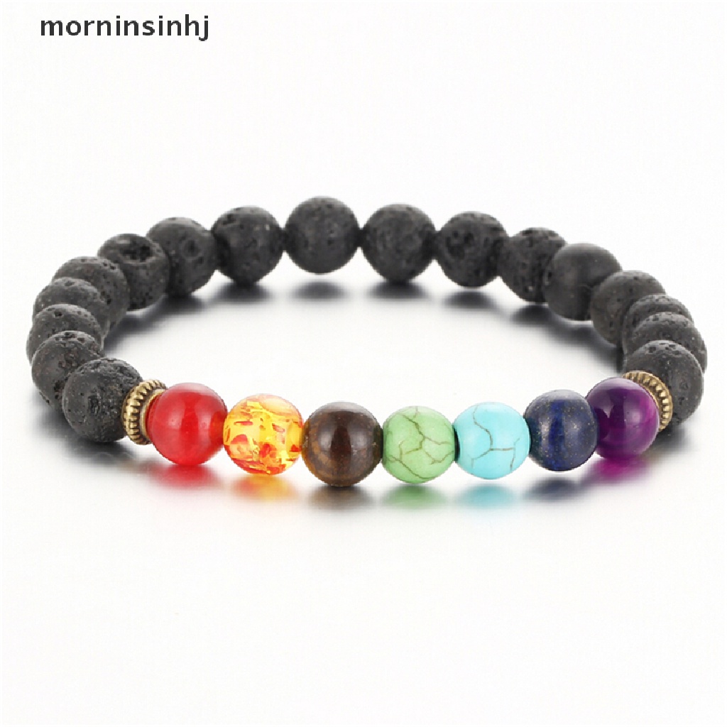 Mornin Gelang Manikmanik Batu Lava 7 Chakra Healing Balance Untuk Yoga Reikidoa Pria