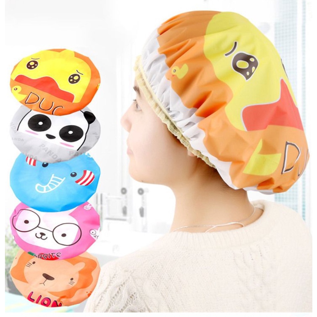 PA PENUTUP RAMBUT KEPALA PLASTIK MANDI PELINDUNG CAT RAMBUT / HAIR CAP SHOWER CAP KARAKTER / SS043