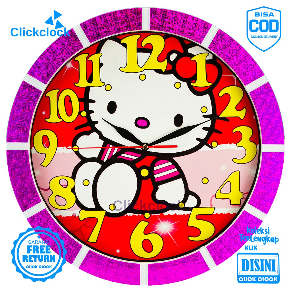Jam Dinding Quartz Anak Anak Hellokitty Esa 342 Besar Dekorasi Kamar Unik