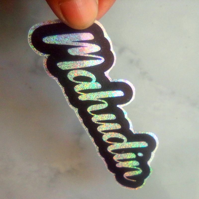 

stiker hologram bintik custom nama sendiri anti luntur