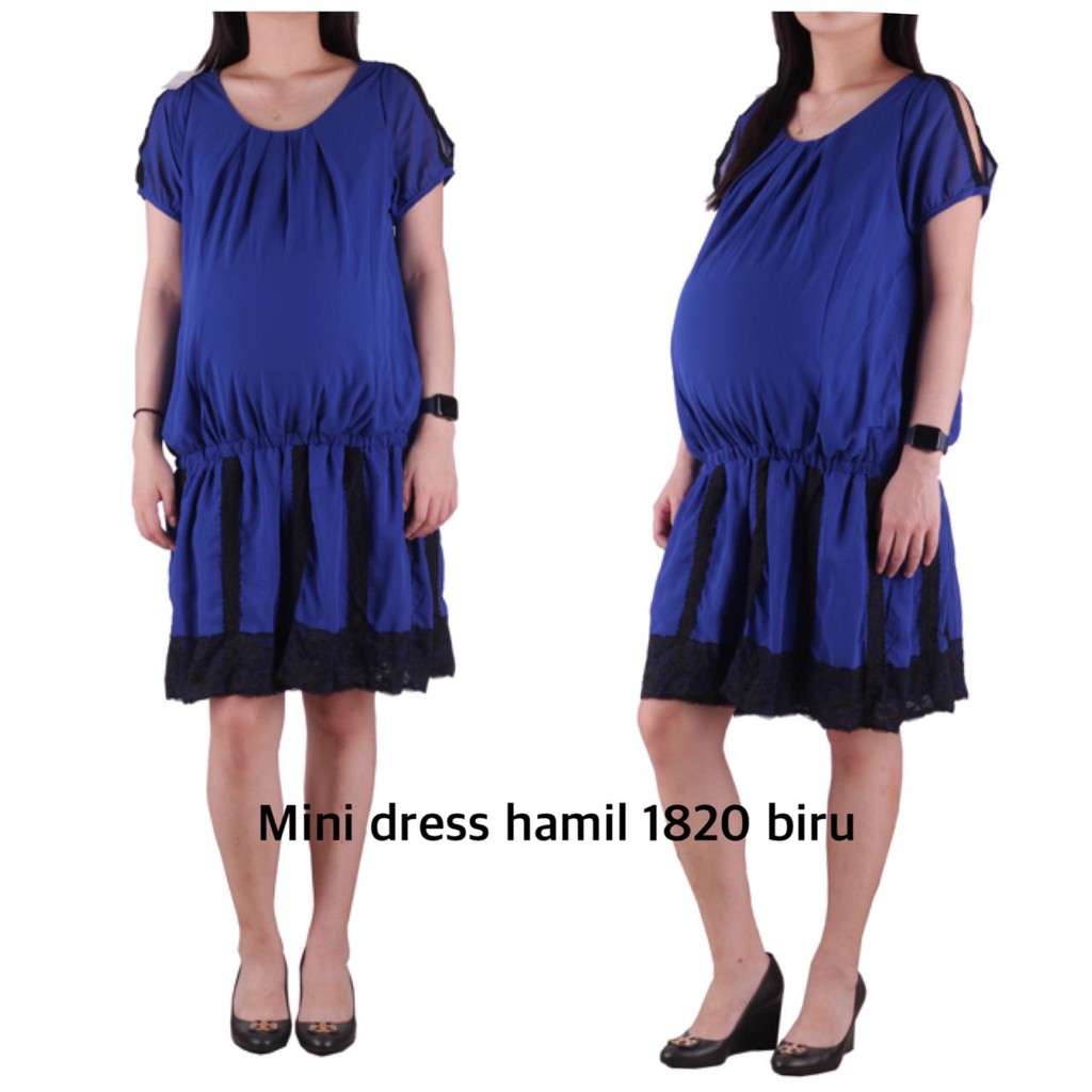 Dress hamil mini 1820 biru baju hamil