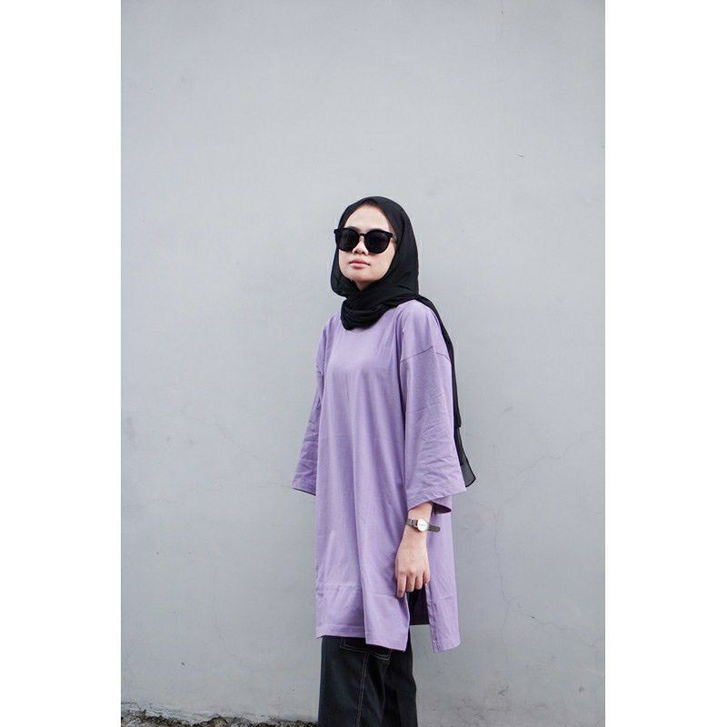 Basic Oversized Top Kaos Lilac Oversized Polos Busui dan Non Busui Lilac