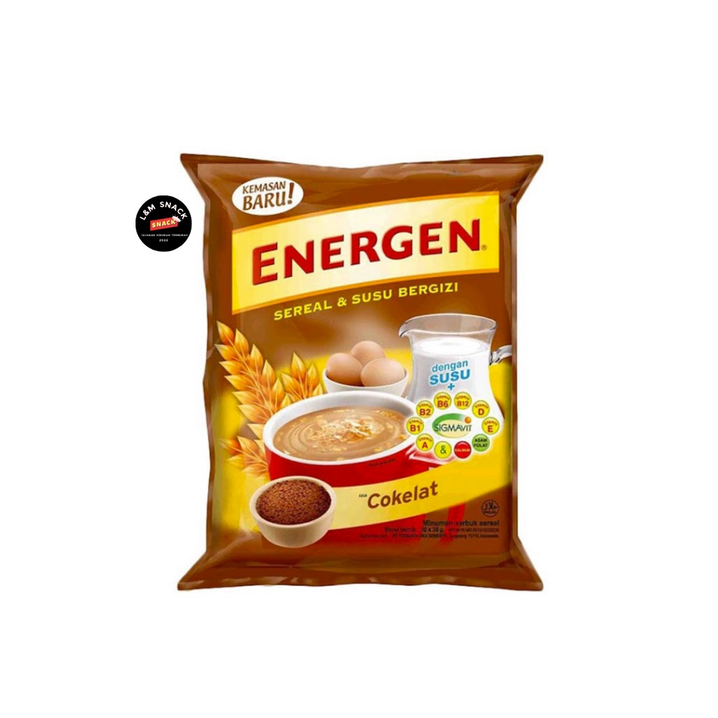 Energen Sereal Susu Rasa Cokelat/Vanila/Kacang Hijau 1 Renceng Isi 10 pcs @32gr