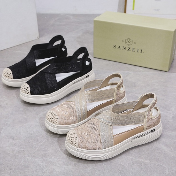 BISA COD! Sepatu Slip On Wedges Wanita Premium Sanzeil Stella Import 0016