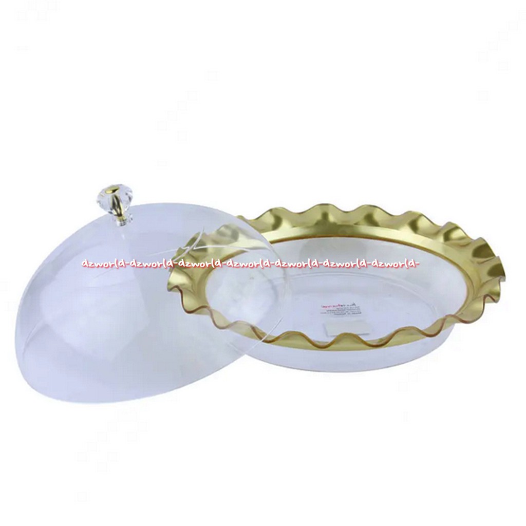 Krishome Dessert Plate Gold Love 30cm Tempat Snack Kue Cemilan Motif Love