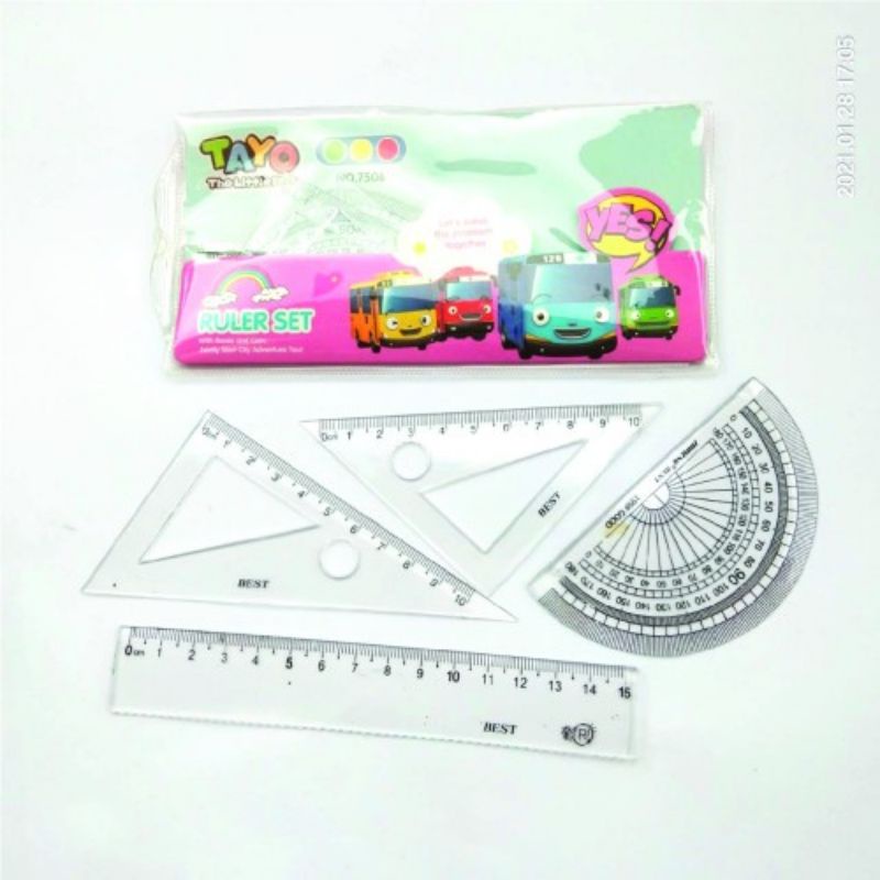 Hot item Ruler Set / Penggaris Set Isi 4 Pcs tayo