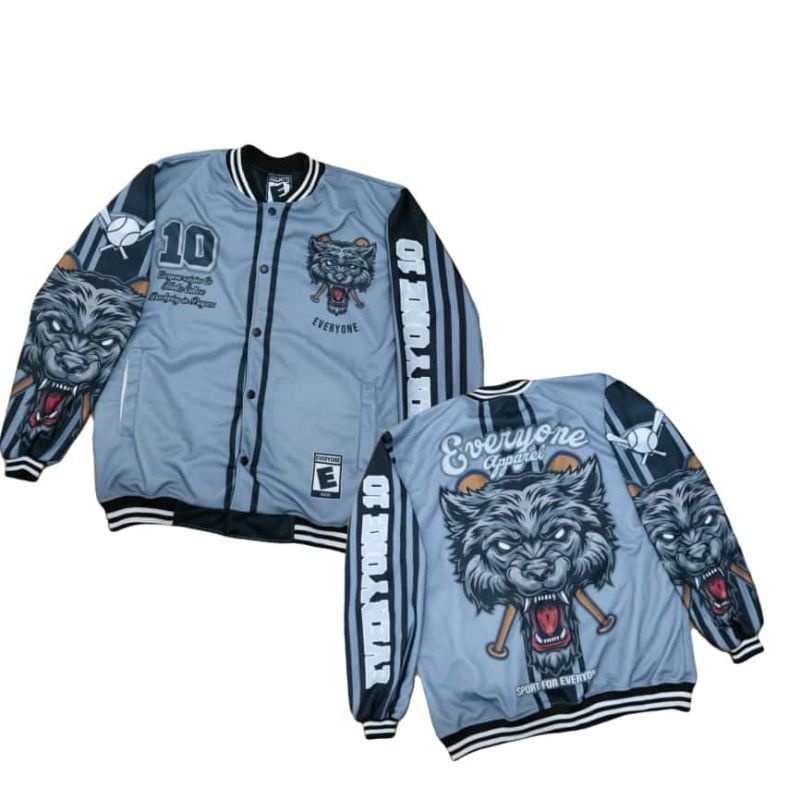JACKET VARSITY BASEBAAL MOTIP TERBARU PRIA WANITA SAIZE L XL  - JAKET EVERYONE BAYAR DI TEMPAT-EVERYONE ABU