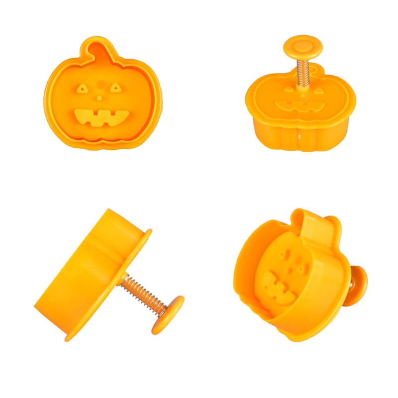 Zzz 4pcs / set Cetakan Kue / Biskuit 3D Tema Halloween Bahan Plastik