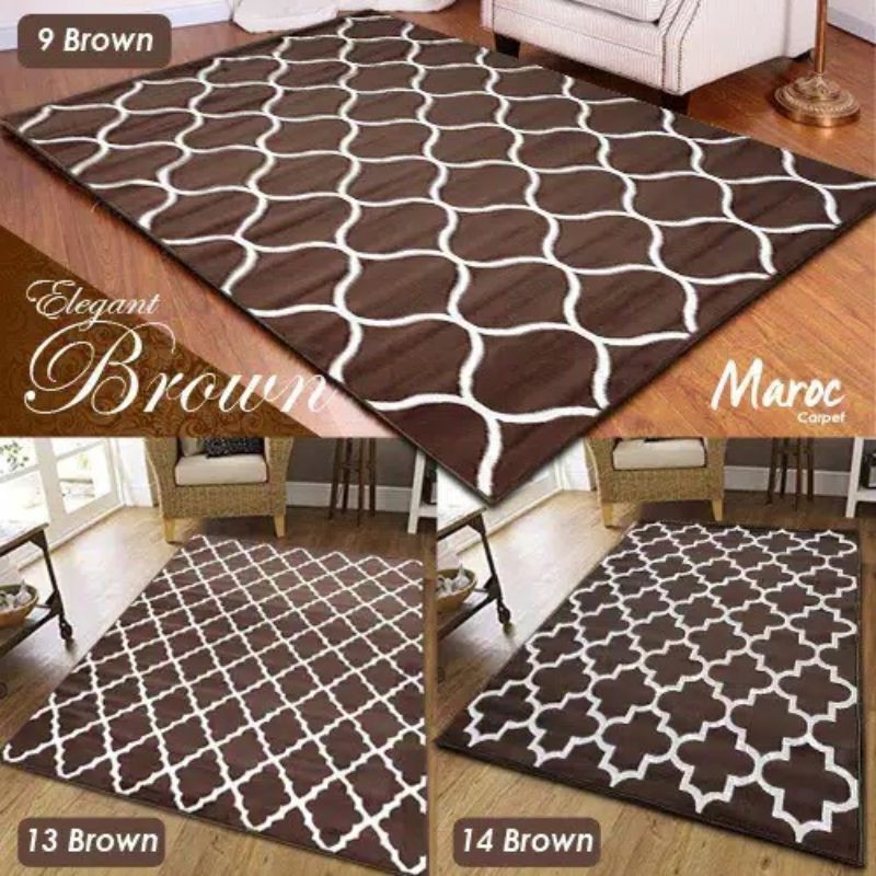 Karpet Lantai Maroc Coklat Ukuran 210x310 | Karpet Permadani | Karpet Bulu