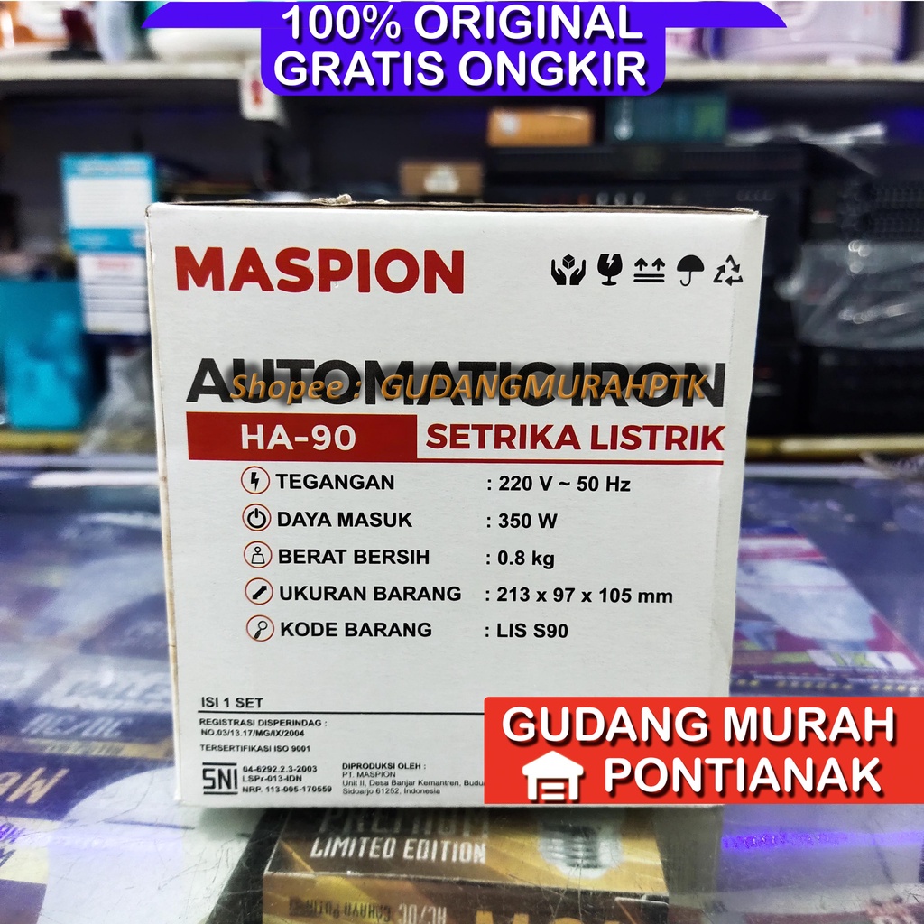 Setrika Maspion HA 90 Anti Lengket BERAT BOBOT badan Cepat Rapi Pengaman Ganda