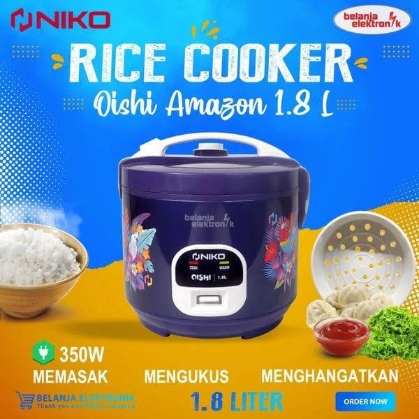 Rice Cooker Niko Oishi kapasitas 1.8 liter Model Amazone