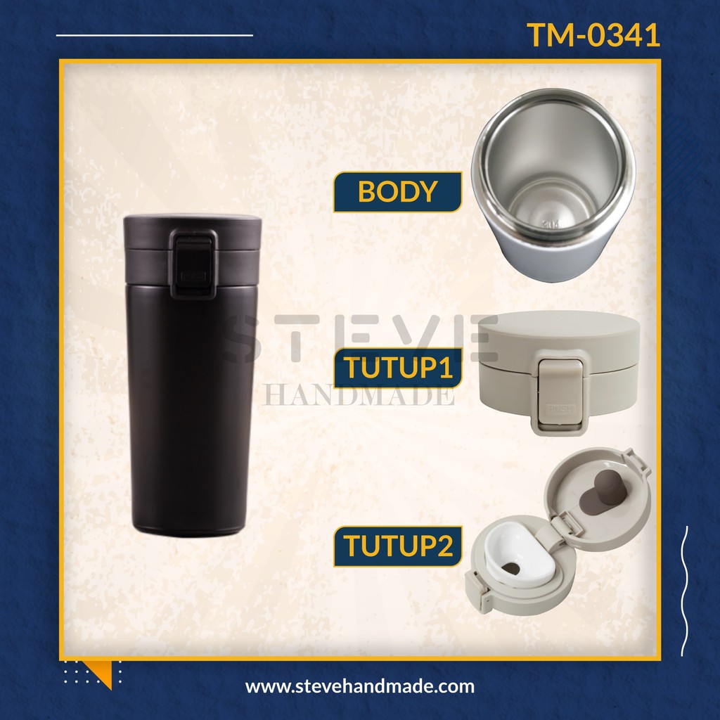 Botol minum stainless termoss vacuum tumbler travel mug TM0341 Black