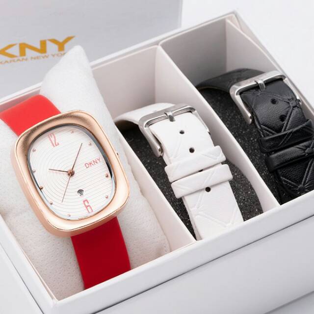 Jam Tangan Wanita Elegant Exclusive DKNY ITALY Premium Watch Leather Red