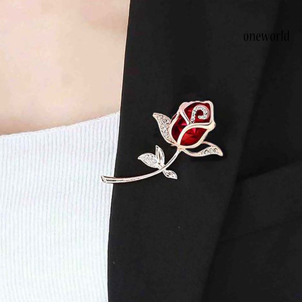 OW@ Brooch Stylish Rose Flower Design Alloy Women Girls Button Brooch for Bouquet