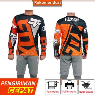 Baju Jersey Sepeda  mtb  Fox  Orange Putih Merah Kaos  Jersy 